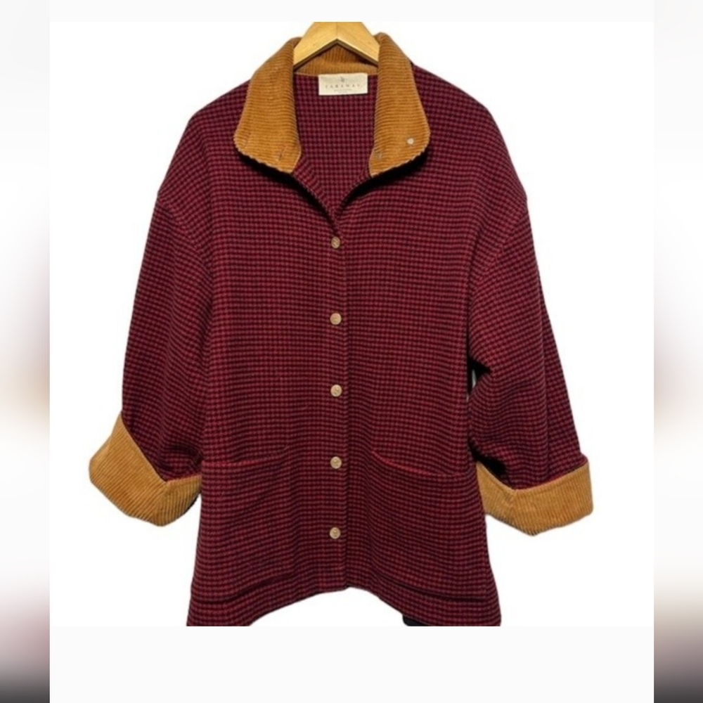 Faraway Spirited Clothing By Ayse Boyner Houndstooth Wool Blend Jacket 10 NWOT